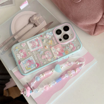 New Cute Melody Phone Case with Hanging Rope Compatible with iPhone 17 Promax 14, 15, 16 13Pro Max Protective Cover