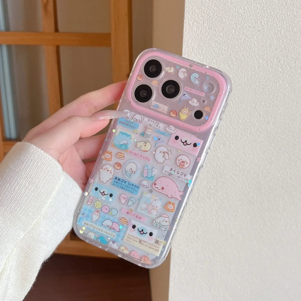 Fashion Korean INS cute seal label phone case for iPhone 17 16 ProMax 14 15 Pro fundas creative new shockproof protective cover