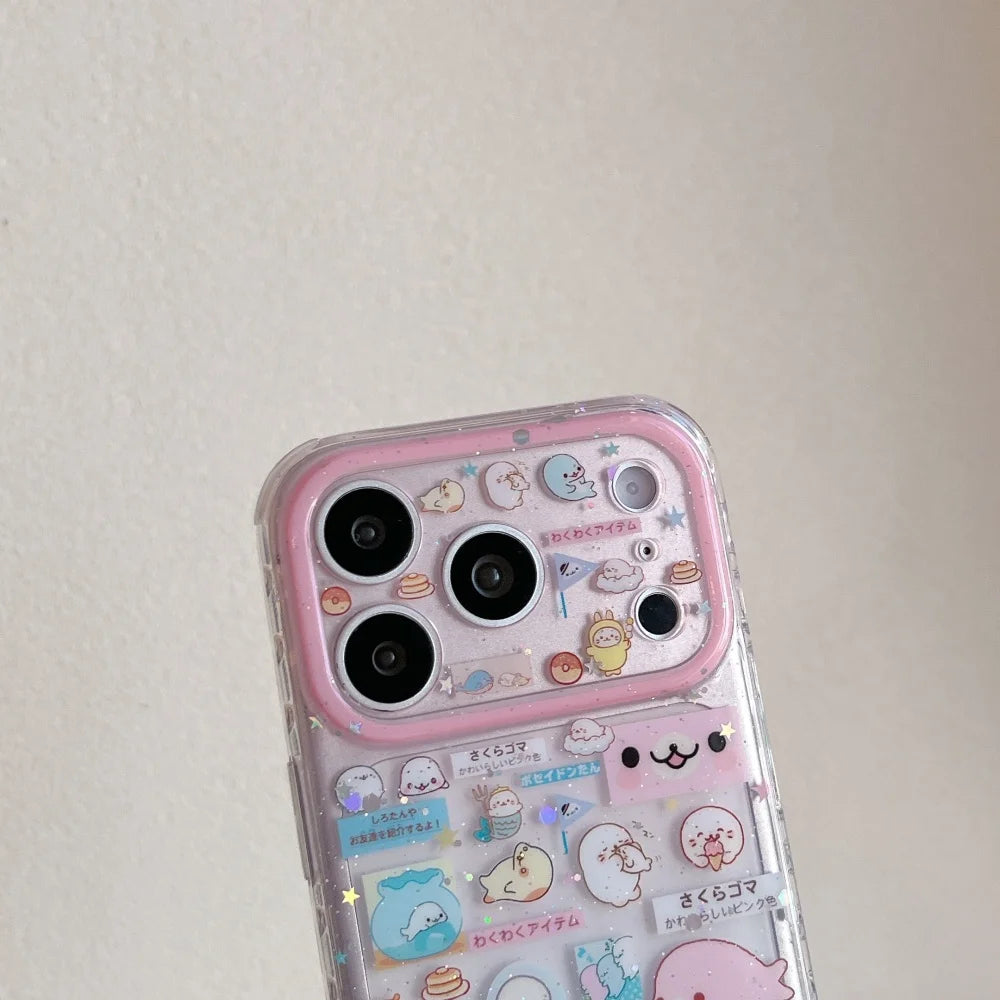 Fashion Korean INS cute seal label phone case for iPhone 17 16 ProMax 14 15 Pro fundas creative new shockproof protective cover