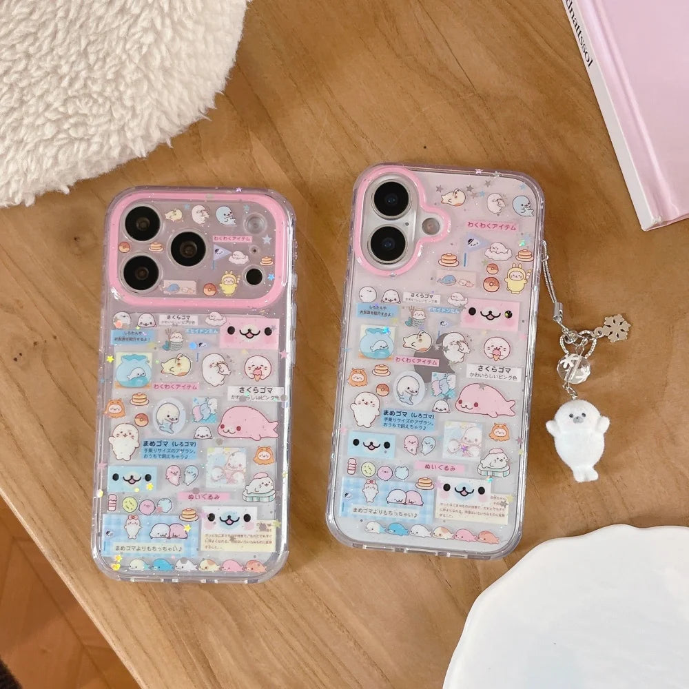 Fashion Korean INS cute seal label phone case for iPhone 17 16 ProMax 14 15 Pro fundas creative new shockproof protective cover