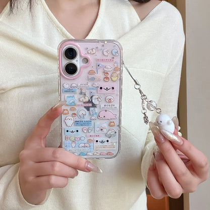 Fashion Korean INS cute seal label phone case for iPhone 17 16 ProMax 14 15 Pro fundas creative new shockproof protective cover