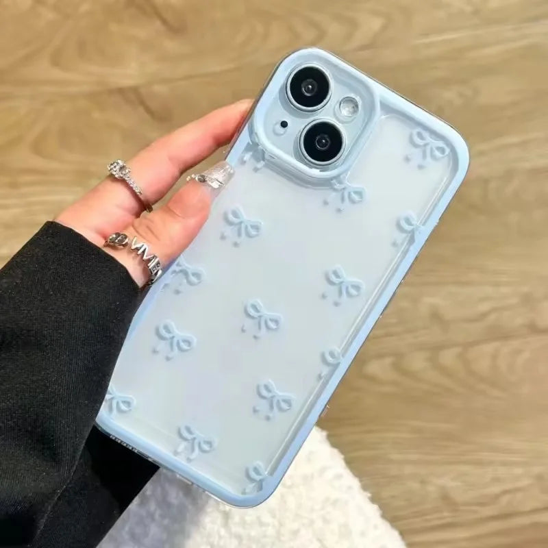 Candy Color Bowknot Design Soft Phone Case For iPhone 17 Air 16 15 14 13 12 11 Pro Max 16 Plus 16E Shockproof Soft Clear Cover