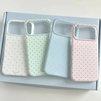 Cute polka dot contrasting phone case suitable for iPhone 17 16 15 14 13 12 11 Pro/Max/Plus anti drop and shockproof back cover